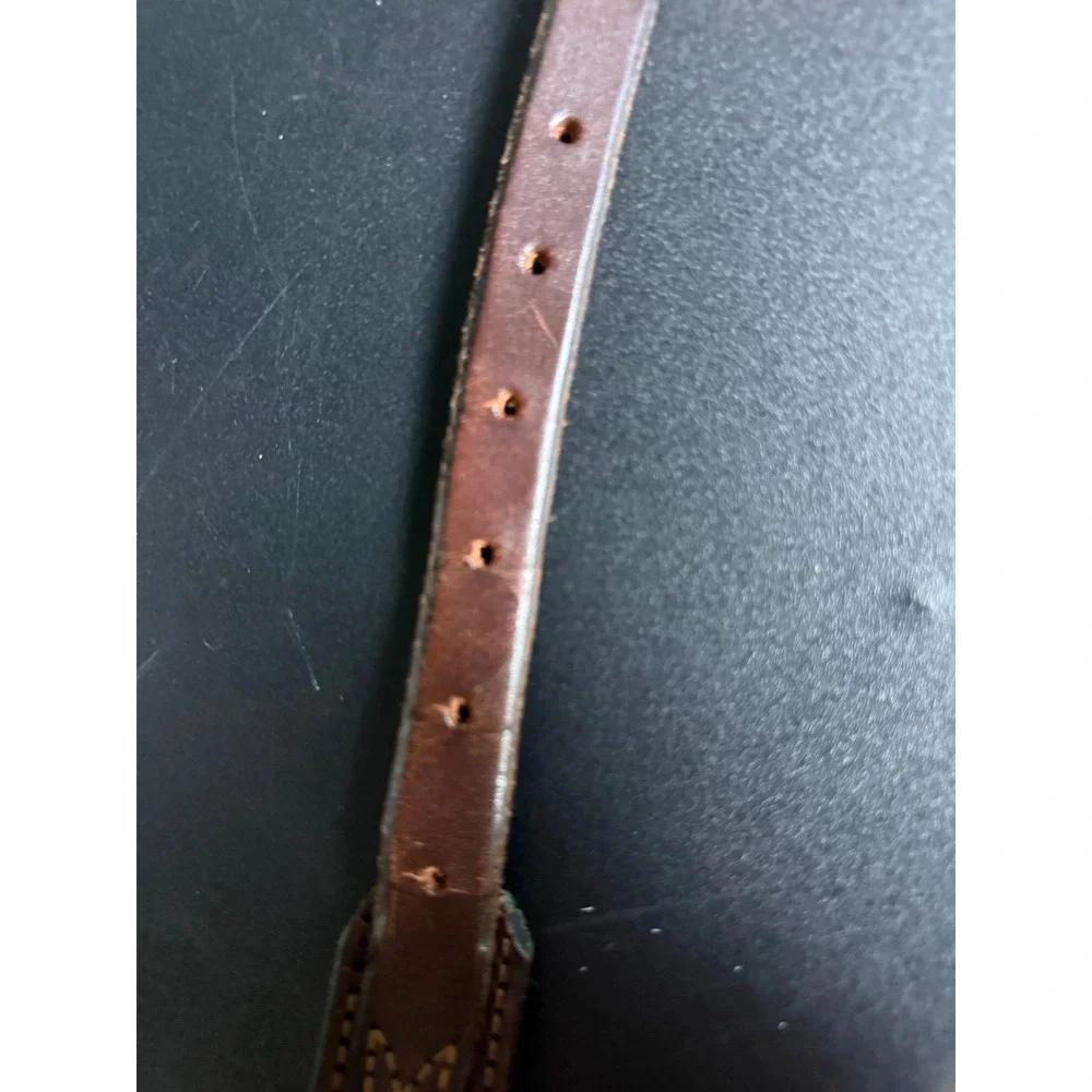 Vintage Ranger Leather Belt Brown Stitched Silver Buckle Size 40 Western‎ Rustic